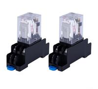 Lot de 2 relais électromagnétiques 8 broches 10 A DC24 V avec indicateur LED et base de socle, double commutateur pour rail DIN, industrie et appareils ménagers tels que les climatiseurs