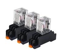 Lot de 2 relais électromagnétiques intermédiaires haute puissance avec socle AC 220 V DC 12 V 24 V HH52P HH53P HH54P HH62P HH63P HH64P(DC 24V,HH63P 11Pin)