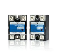 Lot de 2 Relais Statique DC vers DC SSR-150DD 150A Monophasé Entrée 3-32VDC Sortie 5-220VDC Interrupteur Silencieux Sans Étincelle for Thermostat de Radiateur Automation Industrielle