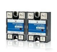 Lot de 2 Relais Statique DC vers DC SSR-25DD 25A Monophasé Entrée 3-32VDC Sortie 5-220VDC Interrupteur Silencieux Sans Étincelle for Thermostat de Radiateur Automation Industrielle