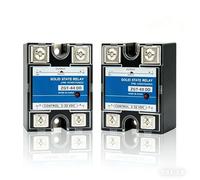 Lot de 2 Relais Statique DC vers DC SSR-60DD 60A Monophasé Entrée 3-32VDC Sortie 5-220VDC Interrupteur Silencieux Sans Étincelle for Thermostat de Radiateur Automation Industrielle
