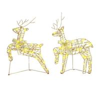 Lot de 2 rennes LED avec 40 LED blanc chaud PET, 44 x 18 x 65,5 cm, alimenté par USB, décoration de Noël pour salon et jardin, design art déco, éclairage festif