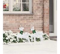 Lot de 2 rennes LED en tissu blanc froid - 45 x 19 x 65 cm - Décoration de Noël - Intérieur et extérieur - Fonctionnement USB - Design art déco - Éclairage festif - Salon - Jardin - Atmosphère