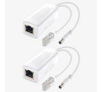 Lot de 2 répartiteurs PoE Gigabit 12 V DC 5,5 x 2,1 mm, 48 V vers DC 12 V/2 A, 1000 Mbps, IEEE802.3af/at, adaptateur PoE actif pour caméra IP, AP et autres appareils d'alimentation CC (prise 12 V 2 A