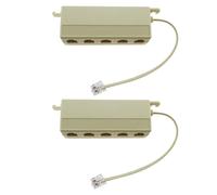 Lot De 2 Répartiteurs Téléphoniques 5 Voies Rj11 6P4C Mâle Vers 5 Ports Femelles Pour Médiateurs, Télécopieurs, Téléphones Fixes, Lignes De Bureau
