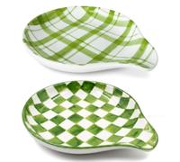 Lot de 2 Repose Cuillère Cuisine en Céramique pour Plaque de Cuisson et Plan de Travail,Diamètre 13 CM Support de Cuillère Céramique pour Louche, Spoon, Spatule, Vert