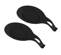 Lot de 2 repose-cuillères en silicone pour cuisine Noir