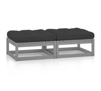 Lot de 2 Repose-pieds de Jardin avec Coussins Poufs Bois Pin Solide vidaXL