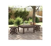 Lot de 2 Repose-pieds de Jardin, Tabouret de Terrasse, Pouf de Pub, Meuble de Bistrot Patio Balcon Extérieur, Bois de 3207134