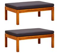 Lot de 2 Repose-pieds de Jardin Tabourets Poufs Bois d'Acacia Massif vidaXL