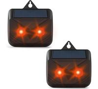 Lot de 2 répulsifs à énergie solaire pour animaux de nuit, imperméables, contrôle des animaux, avec deux lumières clignotantes rouges, répulsif hydrofuge pour chats, chiens, renards, oiseaux