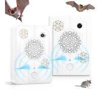 Lot de 2 répulsifs à ultrasons 2025 pour garder les chauves-souris loin du grenier, appareils de dissuasion rechargeables et réglables pour une utilisation en intérieur et en extérieur, sans danger