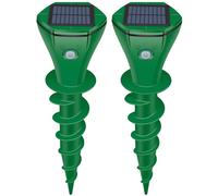 Lot de 2 répulsifs à ultrasons à énergie solaire pour taupes, carnassiers, mouffettes, serpents, picots soniques pour se débarrasser de tous les parasites, campagnols, tamias, chats, mouffettes
