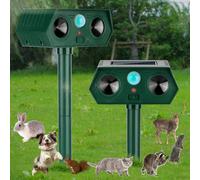 Lot de 2 répulsifs à ultrasons pour animaux d'extérieur - Répulsif solaire pour animaux - Activé par le mouvement - Pour effrayer les cerfs, les écureuils, les lapins, les ratons laveurs et les