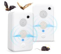 Lot de 2 répulsifs à ultrasons pour chauves-souris à ultrasons pour grenier - Pour se débarrasser des chauves-souris - Rechargeable - Utilisation intérieure et extérieure - Respectueux des humains et