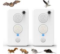 Lot de 2 répulsifs à ultrasons pour chauves-souris à ultrasons pour porche de grenier extérieur et intérieur, dispositifs de dissuasion de chauve-souris électroniques, répulsif électronique contre les