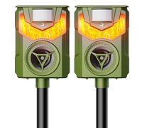 Lot de 2 répulsifs à ultrasons X-PEST à énergie solaire pour extérieur et cour - Étanches - Avec lumières clignotantes et détecteur de mouvement - Efficace pour repousser les chats, les coyotes, les