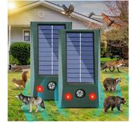 Lot de 2 répulsifs animaux ultrasons solaires extérieurs étanches, lumière clignotante, renards loups ratons chiens moufettes