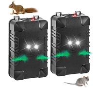 Lot de 2 répulsifs anti-rongeurs sous le capot avec lumière stroboscopique et 3 méthodes d'alimentation, répulsif professionnel à ultrasons pour souris, rats, écureuils, pour voitures, camions,