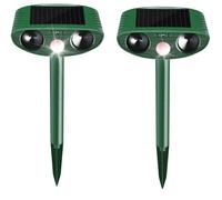 Lot de 2 répulsifs solaires d'extérieur pour animaux, dissuasion des chats avec LED à ultrasons et clignotant, contrôle des parasites activé par le mouvement nocturne pour le jardin pour repousser les