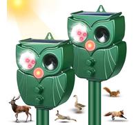 Lot de 2 répulsifs solaires pour animaux : répulsif à ultrasons pour chat extérieur avec détecteur de mouvement - Répulsif imperméable pour ours et oies avec flash LED - Répulsif efficace pour