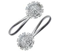 Lot de 2 retenues pour Rideaux avec Strass, Boucles décoratives argentées, Supports télescopiques à Ressort, Maintien élégant pour fenêtre