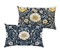 Lot de 2 Rétro Housse Coussin 40x70 cm Impermeable Velours Taie Oreiller Rectangulaire Double Face Imprimé avec Fermeture à Glissière Invisible, Fleur Coussin Décoration pour Canapé, Salon 1B-69