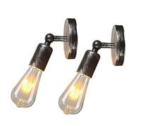 Lot de 2 Rétro Metal Murale Applique Luminaire Antique Murale Applique Cage Finition de Noir Industriel Supensions Luminaire Plafonnier Lumiere Vintage Edison Lampe Douille E27 (Argent rouille)