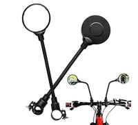 Lot de 2 Rétroviseurs Convexes HD pour Guidon de Vélo - Tubulaires en Aluminium, Réglables - Accessoires pour VTT, Vélo Électrique (Noir)