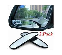 Lot de 2 rétroviseurs rectangulaires convexes grand angle pour voiture, coque en plastique noir, pour