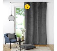 Lot de 2 Rideau à oeillets 140 x 260 cm velours côtelé Casual Anthracite