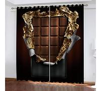 Lot De 2 Rideau Chambre Chocolat Abstrait 2 x L 140 x H 240 cm Enfant Fille Garcon 3D Impression Motif Rideaux Occultants Thermiques Isolants À Oeillets Décoration De Fenêtre pour Salon