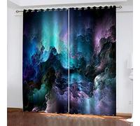 Lot De 2 Rideau Chambre fumée 2 x L 140 x H 240 cm Enfant Fille Garcon 3D Impression Motif Rideaux Occultants Thermiques Isolants À Oeillets Décoration De Fenêtre pour Salon