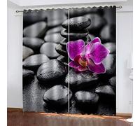 Lot De 2 Rideau Chambre orchidée 2 x L 140 x H 240 cm Enfant Fille Garcon 3D Impression Motif Rideaux Occultants Thermiques Isolants À Oeillets Décoration De Fenêtre pour Salon