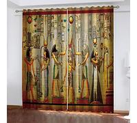 Lot De 2 Rideau Chambre Pharaon égyptien 2 x L 140 x H 240 cm Enfant Fille Garcon 3D Impression Motif Rideaux Occultants Thermiques Isolants À Oeillets Décoration De Fenêtre pour Salon