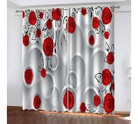 Lot De 2 Rideau Chambre Rose Rouge 2 x L 140 x H 240 cm Enfant Fille Garcon 3D Impression Motif Rideaux Occultants Thermiques Isolants À Oeillets Décoration De Fenêtre pour Salon