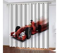 Lot De 2 Rideau Chambre Voiture de Course Rouge 2 x L 140 x H 240 cm Enfant Fille Garcon 3D Impression Motif Rideaux Occultants Thermiques Isolants À Oeillets Décoration De Fenêtre pour Salon
