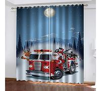 Lot De 2 Rideau Chambre Voiture de Neige 2 x L 140 x H 240 cm Enfant Fille Garcon 3D Impression Motif Rideaux Occultants Thermiques Isolants À Oeillets Décoration De Fenêtre pour Salon