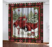 Lot De 2 Rideau Chambre Voiture de Neige 2 x L 140 x H 240 cm Enfant Fille Garcon 3D Impression Motif Rideaux Occultants Thermiques Isolants À Oeillets Décoration De Fenêtre pour Salon
