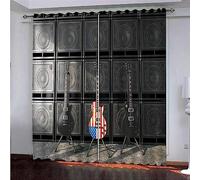 Lot De 2 Rideau Occultant 3D Imprimer Guitare, Instrument De Musique Rideaux Et Draperies Moderne pour Salon Chambre Bureau Enfant Cuisine Isolant Thermique Anti Froid À Oeillets Rid-6844924914849750