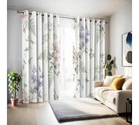 Lot de 2 Rideau Occultant Fleurs Du Jardin à Oeillets, 140x220cm Rideau Thermique Isolant avec Doublure Noire, Romance Française Rideaux Fenêtre Opaques pour Dressing Salon Chambre Balcon, Vert Clair