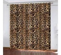 Lot De 2 Rideau Occultant Isolants Thermiques À Oeillets, 3D Imprimé Léopard Jaune Motif Rideaux Et Draperies Intérieurs Salon, Rideaux pour Chambre Bebe Enfant 2 Pièces 150X166cm