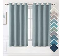 Lot de 2 Rideau Occultant Thermique Anti Froid Complet à Oeillets Rideaux Salon Design Moderne Effet Lin Rideaux Cuisine Décoration de Fenêtre (Gris Aqua,2X 132x160 cm)