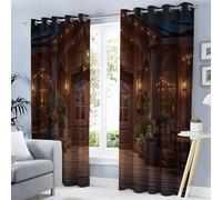 Lot de 2 Rideau Taverne Vintage Style Rustique Campagnard 140x240cm Imprimes Rideaux pour Fenetre de Salon Moderne Cuisine Chambre Adulte à Oeillets Panneaux de Rideaux Intérieurs