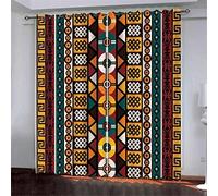 Lot De 2 Rideau Thermique Isolant Anti Froid, Rideaux Chambre pour Adulte Et Enfant, 3D Style Africain Motif Rideaux À Oeillets, Rideaux Occultants Salon Cuisine 170(L) X200(H) Cm