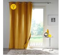 Lot de 2 Rideaux 100% occultant 135 x 260 cm en velours Velounight Jaune