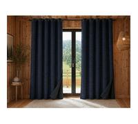 Lot de 2 Rideaux 140 x 240 cm - Blackout total & Thermique - Double polaire - Marine