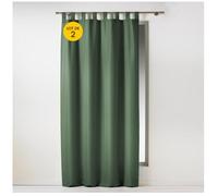 Lot de 2 rideaux 140 x 260 cm unis à passants Essentiel Kaki