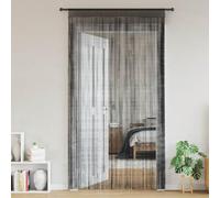 Lot de 2 rideaux à fils - 100 x 250 cm - Noir - En polyester - Avec cordon de serrage - Lavable - Peut être découpé comme séparateur de pièce, brise-vue, rideau de fenêtre et décoration pour salon