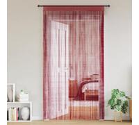 Lot de 2 rideaux à fils - 140 x 250 cm - Bordeaux - En polyester - Avec cordon de serrage - Peut être découpé - Polyvalent comme séparateur de pièce, rideau de porte, rideau de fenêtre pour salon